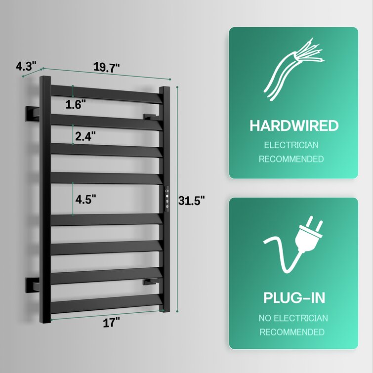 Heated towel best sale rail hard wired